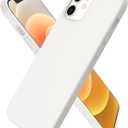 ORNARTO Compatible with iPhone 12 Case, Compatible with iPhone 12 Pro Case, Slim Liquid Silicone 3 Layers Full Covered Soft Gel Rubber Phone Case Cover 6.1 inch,White
