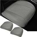 2PCS Leather Car Seat Cover, Vehicle Front Bottom Seat Protector Pad, Full Surrounded Waterproof Auto Seat Protective Cushion with Storage Pocket, Universal for SUV, Truck, Sedan, Gray
