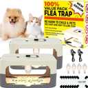 2 Pack Flea Traps for Inside Your Home, Flea Light Traps for Home Indoor with 4 Bulbs and 8 Sticky Discs, Bed Bug Trap Safe to Pets and Kids (White Grey)