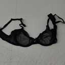 YANDW Sexy Sheer See Through Bras Unlined Underwire Lace Mesh Non Padded Ultra Thin Clear Bralette (36C, Black)