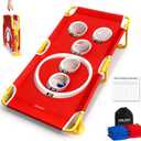 Foldable Arcade Style Cornhole Board Game Set with 8 Bean Bags & Scorecard with 8 Games  Portable 5-Hole Toss Target for Indoor/Outdoor Fun - Choose Your Size (4 x 2 ft - 5 Holes)