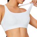 RUNNING GIRL Sports Bras for Women,High Impact Criss Cross Back White Sports Bra with Molded Cup with Sewn in Pads(WX3122_White_M)