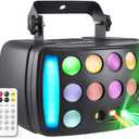 DJ Lights Party Light, Stage Disco Light 4 in 1 RGBW Derby Beam, Led Strobe, Remote & DMX Control Perfect for Wedding Bar Club Disco Party Festival Stage & DJ Lighting, Black