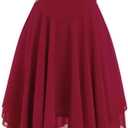 Praise Dance Tunic Dresses for Women Sleeveless Gold Color Block Irregular Flowy Skirt Worship Lyrical Dance Costume (Large, 038 Red)