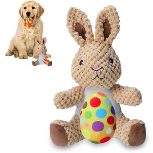 YUEPET Easter Bunny Dog Toys, Squeaky Dog Chew Toys with Easter Egg, Yellow
