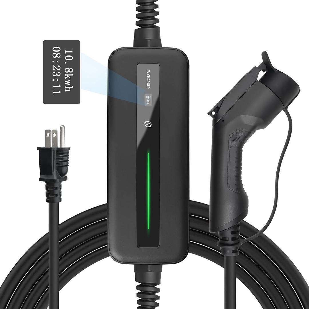 BESENERGY 15A Level 1 ev Charger, 20ft, NEMA5-15, 110V-120V, IP65 Portable Charge Station, Compatible with All j1772 EV Cars (Black)