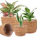 Ufrount Seagrass Planter Basket Stylish Planter Baskets for Indoor and Outdoor Plants Perfect for Flower Pots Cover and Room Decoration, Set of 3