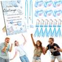 Geelin 6 Sets Swing Pacifier Shower Game Funny Gender Reveal Games, Include 1 Wooden Sign, 6 Pacifiers, 6 Clips, 6 Lanyards for Bridal Shower Gender Reveal Party Favor Women Men(Blue Elephant)