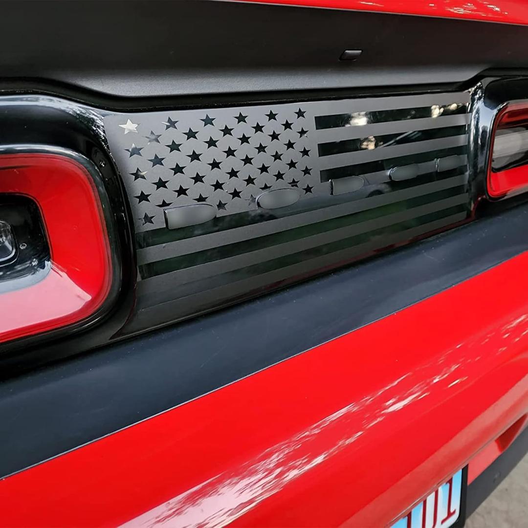 Xinghe Taillight Center Divider for Dodge Challenger 2015-2023, American Flag Decals for Rear Light Sticker Exterior Accessories for Dodge Challenger (for Dodge Challenger 2015 - 2023, With Letter Cut