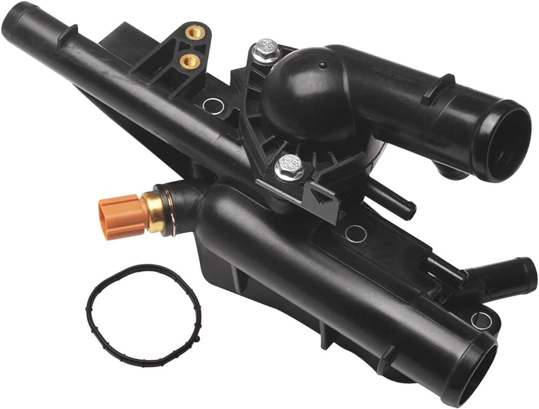 Engine Coolant Thermostat & Housing Assembly Compatible with 2010-2018 Hyundai Santa Fe Tucson Sonata Kia Sportage Optima Sorento OEM New 256002G500