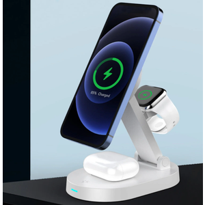 3 in 1 Charging Station Compatible with Magsafe Charger Wireless Charging Station for iPhone 16 15 14 13 12 Series Wireless Charger Stand for AirPods Wireless Charging Stand for iWatch Series