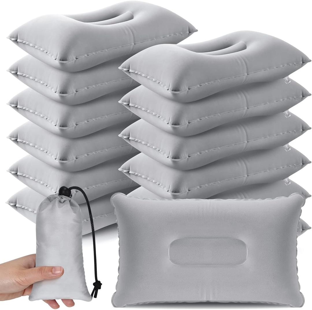 Qunclay 12 Pack Inflatable Camping Pillow with Storage Bags Ultralight Compressible Inflatable Pillow Blow up Compact Camping Travel Pillow for Backpacking Sleeping Summer Hiking Camp
