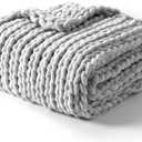 YnM Chunky Throw Blanket, Hand Knitted with Chenille Yarn, Skin Friendly, Ventilated and Breathable, Machine Washable, Home Dcor Piece for Couch, Sofa and Bed (Glacier Grey, 50x60 Inch)