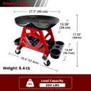 Durable Mechanic Stool Chair with Wheels, Heavy Duty Garage Shop Stool On Wheels, Rolling Stool Car Detailing Creeper Seat with Tool Tray for Workshop, Auto Repair Shop and Home