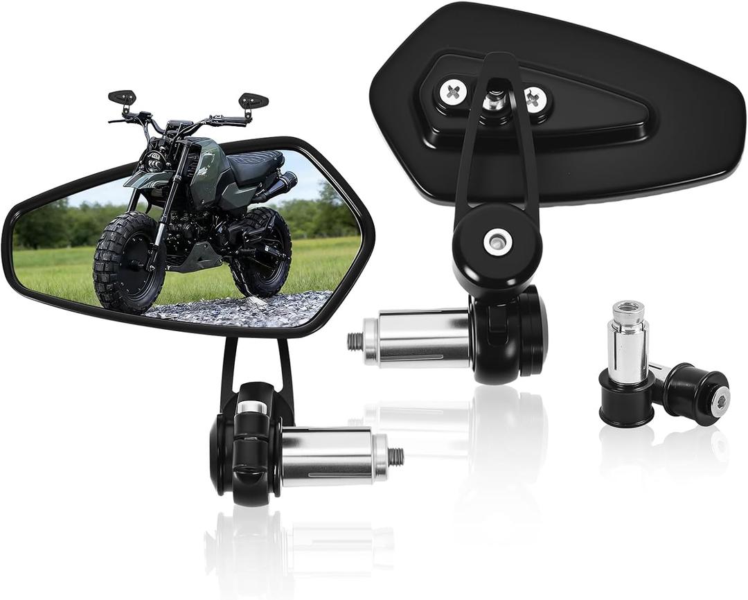 Black 7/8" Bar End Mirrors - CNC Motorcycle Mirrors Arrow Shape Fit For Honda Grom MSX125 CB400F Kawasaki Z400, Z125 pro, Z900, Yamaha MT-07, MT-09,Suzuki SV650, GSX-R 600 750,Scooter