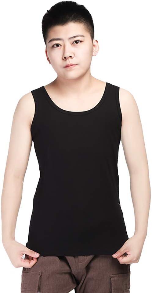 BaronHong Plus Size Chest Binder Cotton Vest Tank Tops for Tomboy Lesbian (4X-Large, Black)