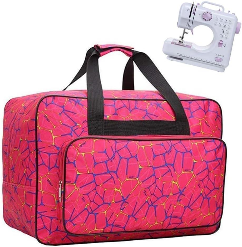 Sewing Machine Carrying Case Tote Bag, Nylon Carry Bag, Padded Storage Cover Carrying Case with Pockets and Handles, Suitable for Most Standard Singer, Brother, Janome (Pink)
