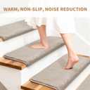 Bullnose Stair Treads Non Slip 9.5" x 32", 14 Pcs Ultra Plush Carpet Stair Treads for Wooden Steps Indoor with Edge Protection, Reusable Peel and Stick TPU Backing Stair Runner Rugs - Beige Gray