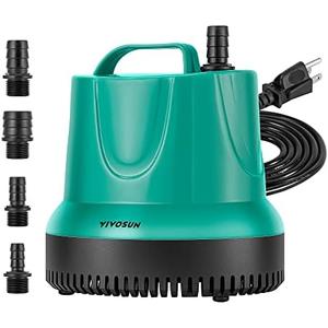 VIVOSUN 850GPH 60W Submersible Pump for Fish Tank, Pond, Aquarium, Hydroponic Systems with 5ft Power Cord and 4 Nozzles Blue