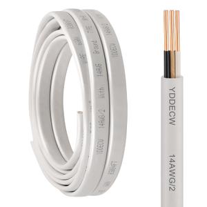 14/2 NM-B Wire with Ground - 10FT 14 Gauge Non-Metallic Sheathed Cable Pure Copper 14 AWG 2 Conductor Residential Indoor Wire for Outlets, Switches and Other Loads etc.