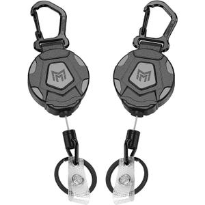 MNGARISTA 2-Pack Retractable Keychain, Heavy Duty Carabiner Badge Holder, Tactical ID Badge Reel Key Chain with 31.5 Steel Retractable Cord, 8.0 oz