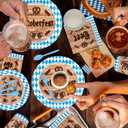 161 Oktoberfest Party Supplies Dinnerware Set - Bavarian German Design with Plates Cutlery Cups & Tablecloth-Blue Diamond Themed Decor for 20 Guests Perfect for Beer Festival, Oktoberfest Celebration