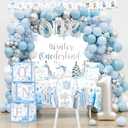 Blue Winter Onederland Birthday Decorations, Winter Onederland 1st Birthday Party Supplies for Boy, Winter Onederland First Bday Decor, Our Little Snowflake Is Turning One Birthday Decorations