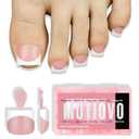 Extra Short Toe Nail White French Tip BABY PINK,Soft Gel False Toenail Extension Kit,Thick Sharp Square Press On,Need Builder Gel & Apply Top Coat, No Glue included,for DIY x16 Sizes 224 pcs