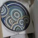 VCUTEKA Outdoor Side Table Mosaic Patio Accent Table Mosaic Tile Top Metal Frame Small End Porch Beach Patio Garden Balcony Round 14''