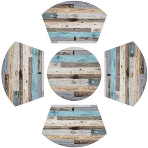 Wood Texture Placemats for Round Tables Set of 5, Wood Wedge Shaped Place Mat With Round Centerpiece Mat Washable Heat Resistant Non-Slip Dining Table Mats for Home Kitchen Indoor Christmas Decoration