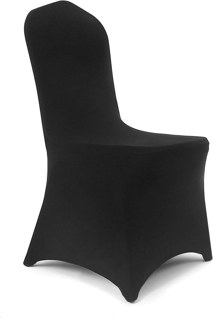 Peomeise 12pcs Stretch Spandex Chair Cover for Wedding Party Dining Banquet Event (Black, 12)