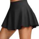 SANTINY Pleated Tennis Skirts for Women with Pockets Women's High Waisted Running Workout Athletic Golf Skorts Skirts (X-Large, Black)