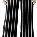 JZC Women's Palazzo Lounge Pants Stretchy Wide Leg Casual Pants Comfy High Waist Flowy Pants (3-XL, Black White)