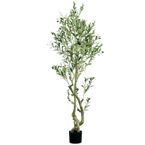 Quibbay Artificial Olive Tree, 6FT Tall Faux Silk Plant for Home Office Decor, Fake Olive Trees with Natural Wood Trunk and Lifelike Fruits, Fake Potted Olive Silk Tree, Artificial Plants for Gift