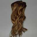 Loxxy Human Hair Extensions Ombre Chocolate Brown to Caramel Blonde Thick Silky Straight Clip in Double Weft Brazilian Human Hair Extensions Full Head color R#4-4/27 16 Inch 120g 7 pcs
