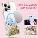 OOK Magnetic Case for iPhone 16 Pro Case Cute Flower Design with 2 PCS Screen Protector [Compatible with MagSafe] for Girls Women Floral Clear Slim Shockproof Phone Cover-Colorful Flowers