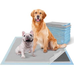 Charcoal Puppy Pads 28"x34" (30-Count), Activated Carbon Dog Pads Extra Large, Leak-Proof Pee Pads for Dogs, Super Absorbent Pet Training Pads for Puppies, Piddle Pads for Doggies, Cats