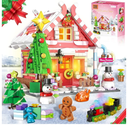 GIVFOZAY Christmas Gingerbread House Building Block, Christmas Village House Building Set, Contain Christmas Tree and Train, Xmas Brick Toy Gifts for Adults Teens and Kids 1288PCS (Pink)