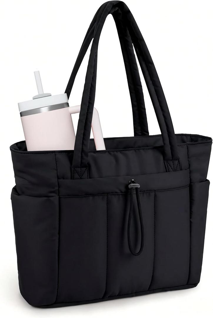 Wandering Nature Work Tote for Women, 40oz Large Bottle Pocket, 15.6" Padded Device Compartment, Commute, Daily Use