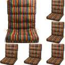 Suzile 6 Pcs Outdoor High Chair Cushion Waterproof Patio Seat Back Cushion 21 x 44 x 3(H) '' Rocking Chair Cushion Cover Thickened Patio Chair Pad for Indoor Outdoor Patio Garden (Mexican Color)