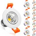 inShareplus 2 Inch Downlight, 3W Recessed Lighting COB Dimmable, 5000K Daylight White, CRI80, LED Ceiling Lights with LED Driver, 12 Pack