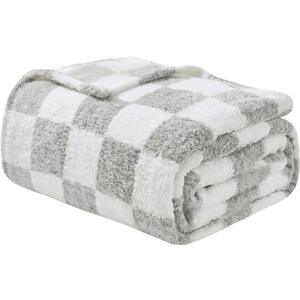 EMME Checkered Gift Blanket Twin Size - 60"*80" Grey Bed Blanket