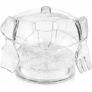 Outset Chilled Salad Bowl & Servers, Large 6 Quart Salad Serving Bowl