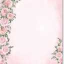 80 Pack Spring Stationery Letterhead Paper Pink Rose Watercolor Floral Letter Paper Flower Printed Writing Paper Notes for Wedding Invitation Office Printing Supplies, 8.5 x 11 Inch