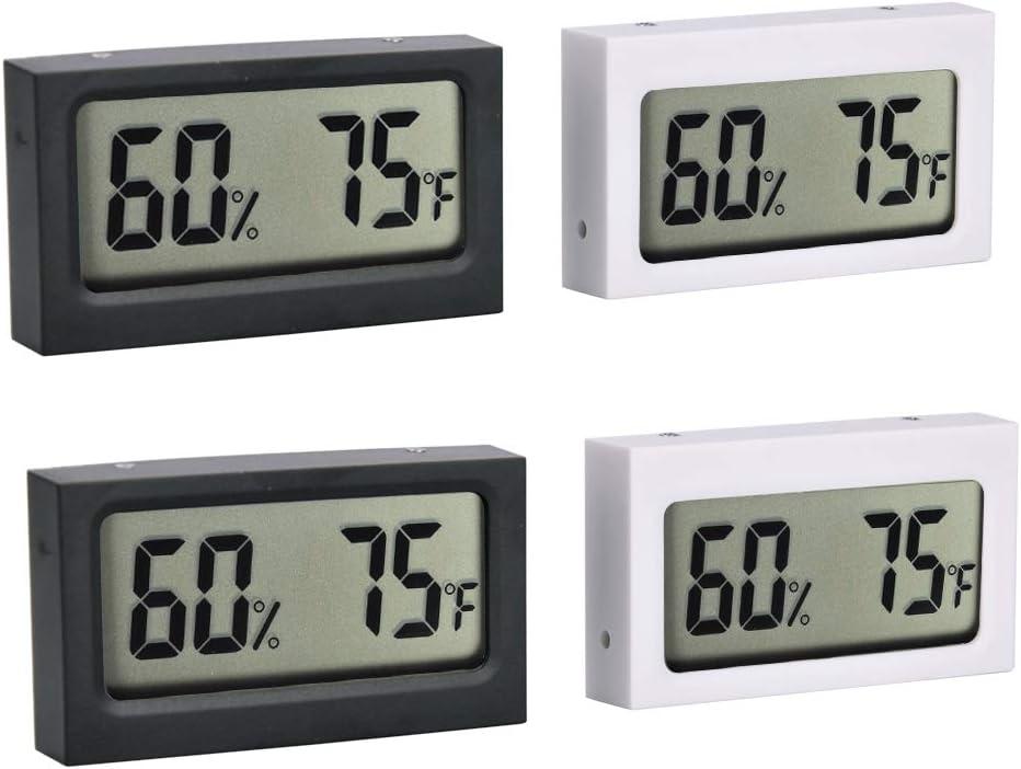 Monitor Digital Indoor Hygrometer with LCD Display Temperature Gauge Humidity Meter for Home or Greenhouse (Black+White, 4 Pack)
