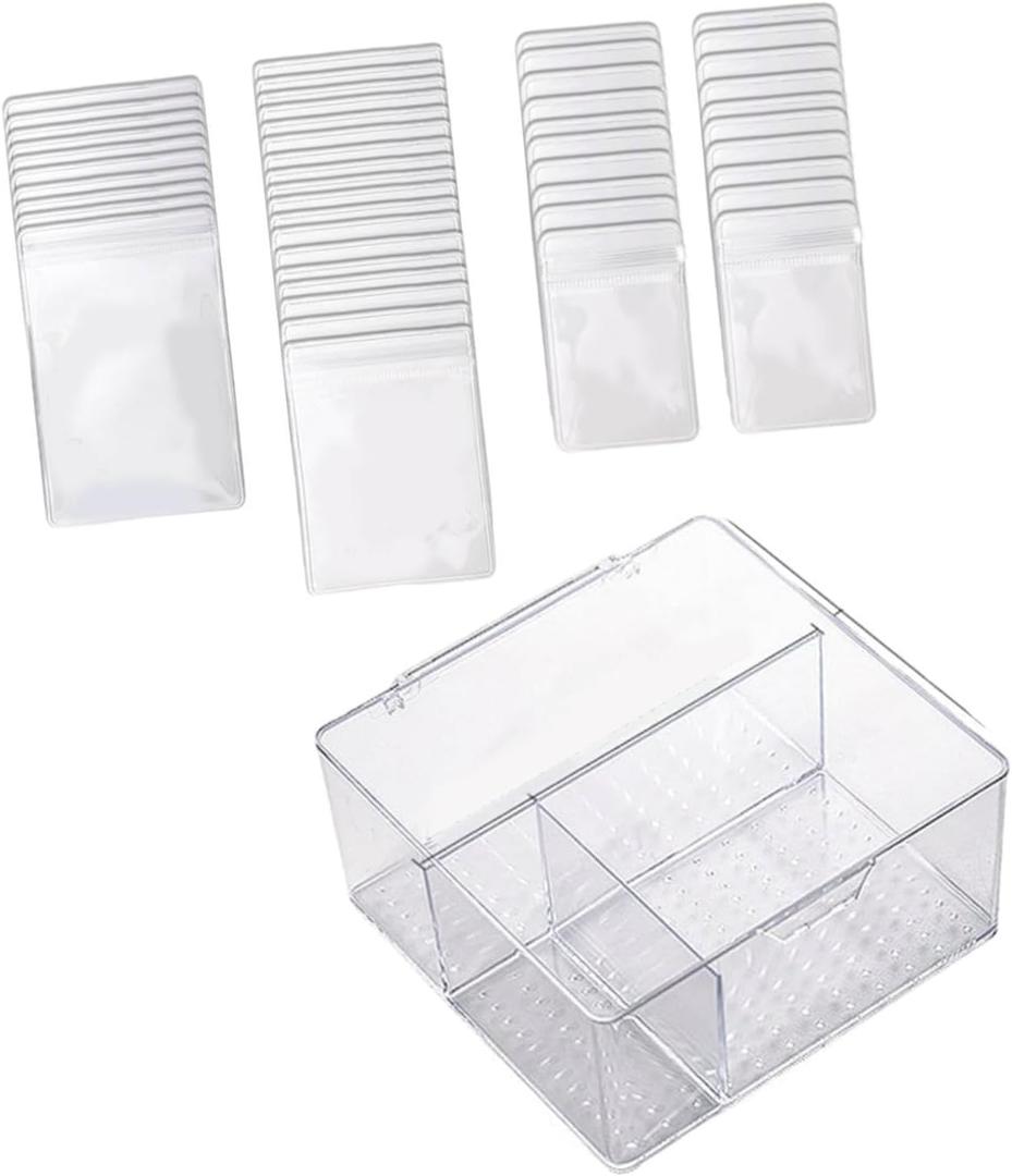 Travel Jewelry Box Clear Jewelry Case with 60 Jewelry Transparent Bags Display Jewelry Storage Organizer for Women Rings