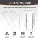 Acrylic Folding Square Tray Table, Clear, 24x20x14 inch, Home, Bar & Showroom Use