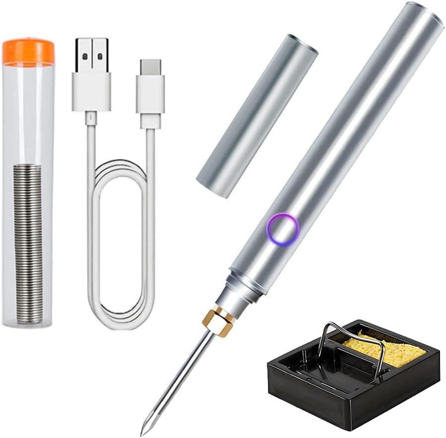 Cordless Soldering Iron Kit, MecRecare 1100 mAh Battery USB Wireless Rechargeable And Portable with Automatic Heating Mode for Appliance Repair,Circuit Board Soldering,DIY