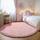 ONASAR Light Pink Round Area Rugs 6ft for Bedroom Living Room, Fluffy Circle Rug for Kids Girls Boys Teen, Soft Plush Shaggy Carpet for Nursery Dorm Classroom Playroom Home Decor Aesthetic