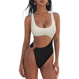 SUUKSESS Women Sexy One Piece Tummy Control Swimsuit Cutout Backless Bathing Suit M